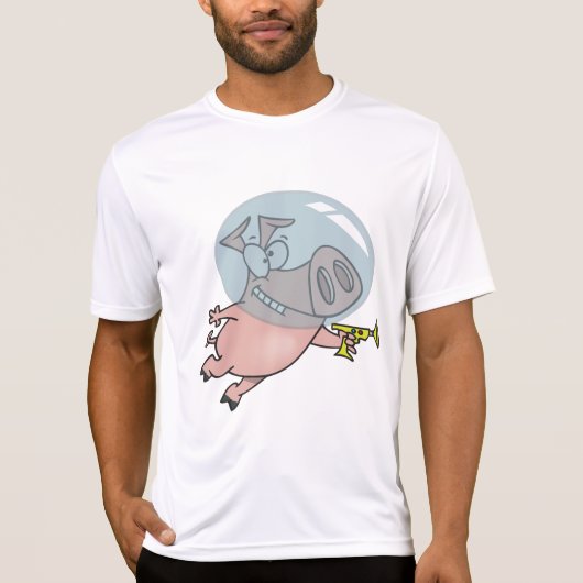 Space Pig with Ray Gun Funny Astronaut T-shirt (Voorkant)