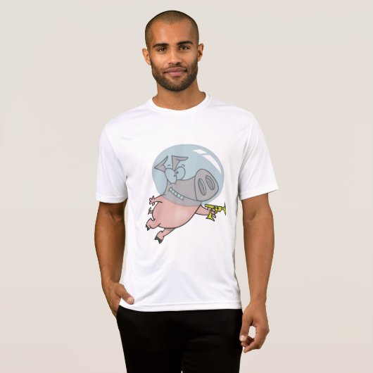 Space Pig with Ray Gun Funny Astronaut T-shirt (Voorkant volledig)