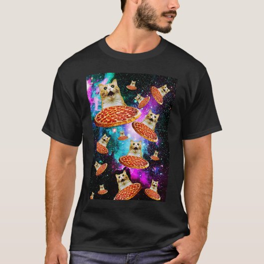 Space Pizza Cat Astronaut Kitten Sarcasm Food Gala T-shirt (Voorkant)