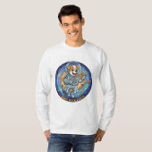 Space Pizza Pawthy Funny Galaxy Cat T-shirt (Voorkant volledig)