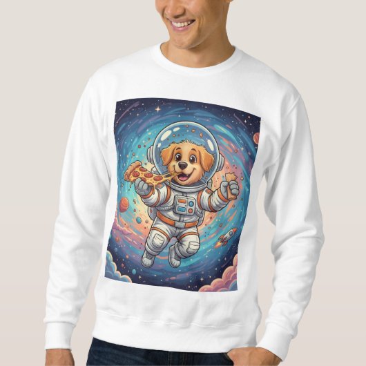 Space Pizza Pawthy Funny Galaxy Cat T-shirt (Voorkant)