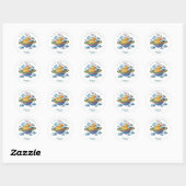 Space Planet Birthday Party Classic Round Sticker (Vel)