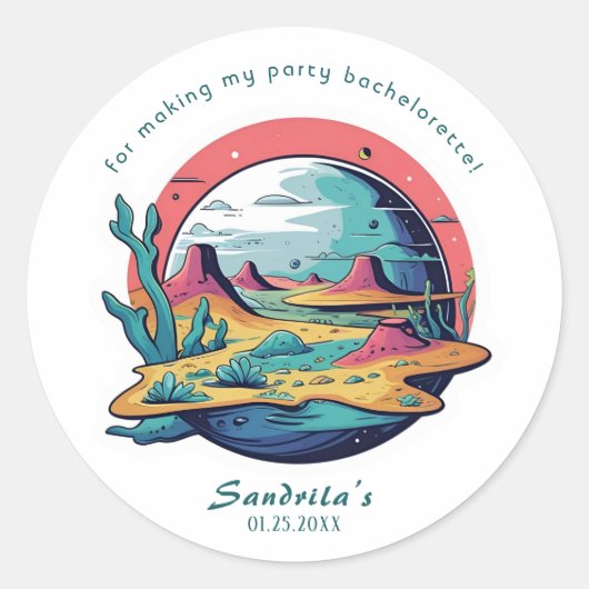 Space Planet Birthday Party Classic Round Sticker (Voorkant)