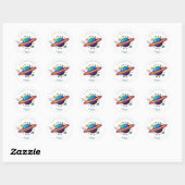 Space Planet Birthday Party Classic Round Sticker (Vel)