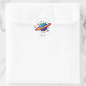 Space Planet Birthday Party Classic Round Sticker (Tas)