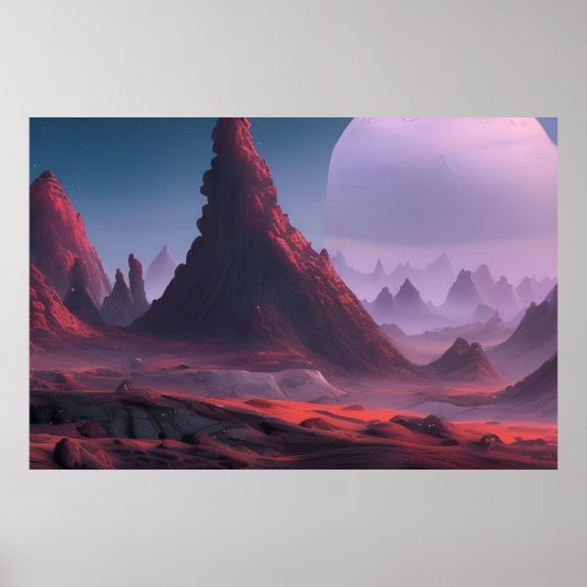 Space Planet Landscape Digital Art Poster #019 (Voorkant)