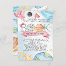 Space Planet Pink Girl Book Request Kaart for Baby
