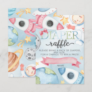 Space Planet Pink Girl Diaper Raffle Kaart invoege