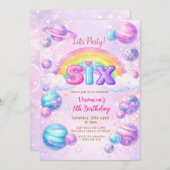 Space Planet Rainbow Birthday Party  Kaart (Voorkant / Achterkant)