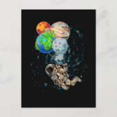 Space Planets Balloons Birthday Astronaut Briefkaart (Voorkant)