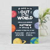 Space Planets Invitation for Birthday Party Galaxy Kaart (Staand voorkant)