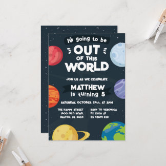 Space Planets Invitation for Birthday Party Galaxy Kaart