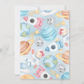 Space Planets Pink Girl Baby shower Invitation Kaart (Achterkant)