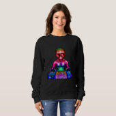 Space Psychedelic Rave Alien DJ Techno House Music Trui (Voorkant volledig)