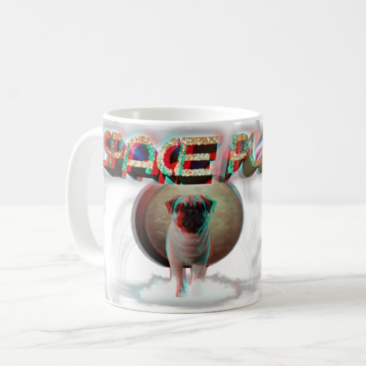 Space Pug 3D Koffiemok (Voorkant links)