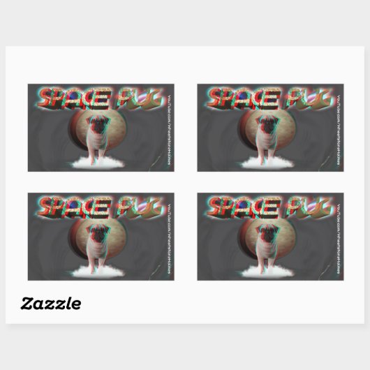 Space Pug 3D Rechthoekige Sticker (Vel)