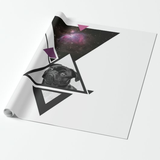 Space Pug | Black Pug Dog Gift Idea for Pug Lovers Cadeaupapier (Uitgerold)