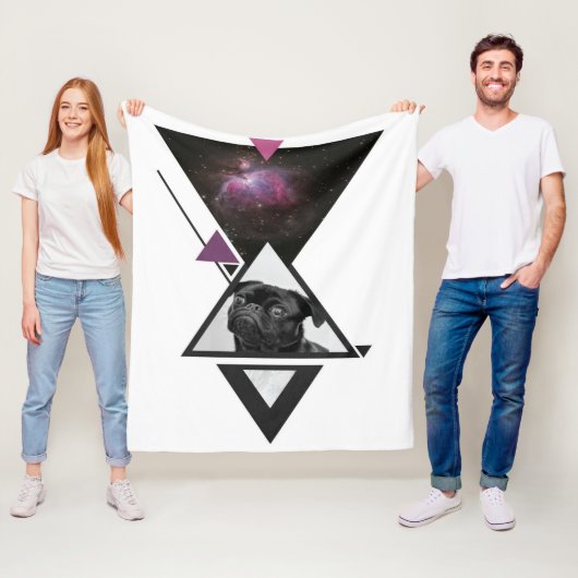 Space Pug | Black Pug Dog Gift Idea for Pug Lovers Fleece Deken (In situ)
