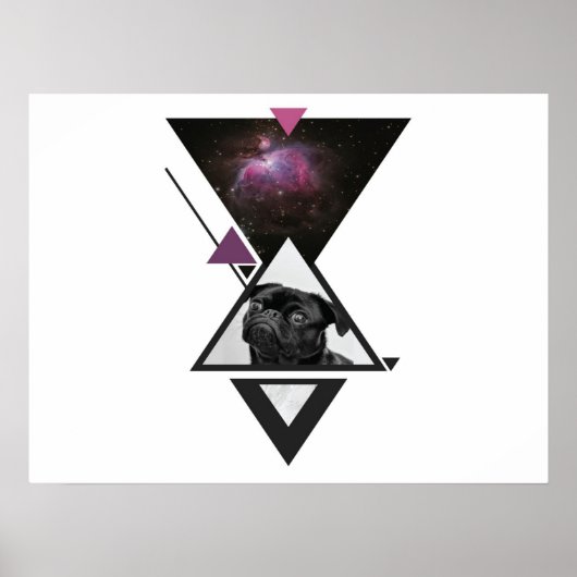 Space Pug | Black Pug Dog Gift Idea for Pug Lovers Poster (Voorkant)