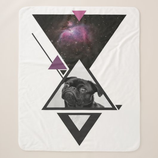 Space Pug | Black Pug Dog Gift Idea for Pug Lovers Sherpa Deken (Voorkant)