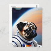 Space Pug Briefkaart (Voorkant / Achterkant)