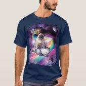 Space Pug Riding Axolotl Rainbow T-shirt (Voorkant)
