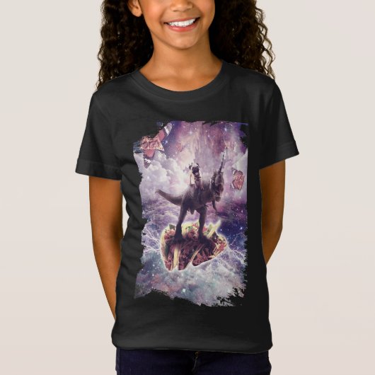 Space Pug Riding Dinosaur - Taco T-shirt (Voorkant)