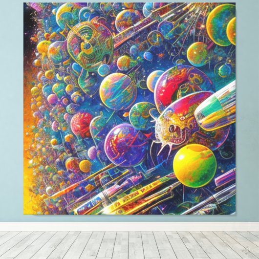 Space Race canvasprint Canvas Afdruk (Insitu (Houten vloer))