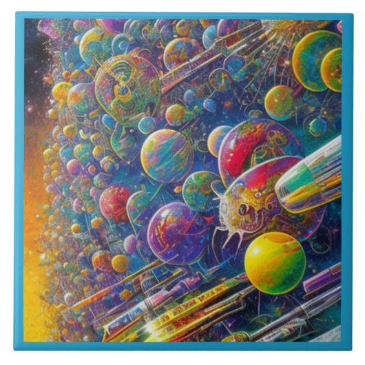 Space Race grote keramische tegel Tegeltje (Voorkant)