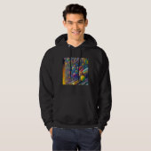 Space Race mannen zwart hooded sweatshirt (Voorkant volledig)