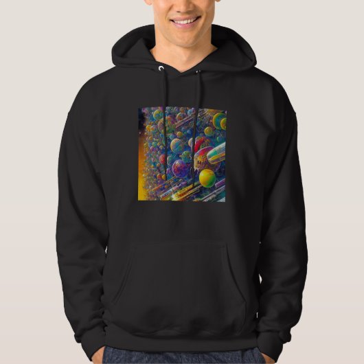Space Race mannen zwart hooded sweatshirt (Voorkant)