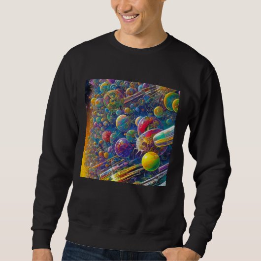 Space Race mannen zwart sweatshirt (Voorkant)