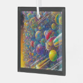 Space Race square glass ornament (Voorkant links)
