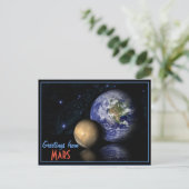 Space Red Blue Black Mars Earth Wereldbol Foto Briefkaart (Staand voorkant)