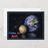 Space Red Blue Black Mars Earth Wereldbol Foto Briefkaart (Voorkant / Achterkant)