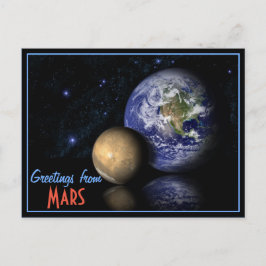 Space Red Blue Black Mars Earth Wereldbol Foto Briefkaart