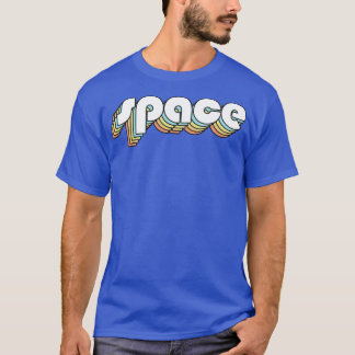 Space Retro Rainbow Typografie Vervaagd Stijl T-shirt