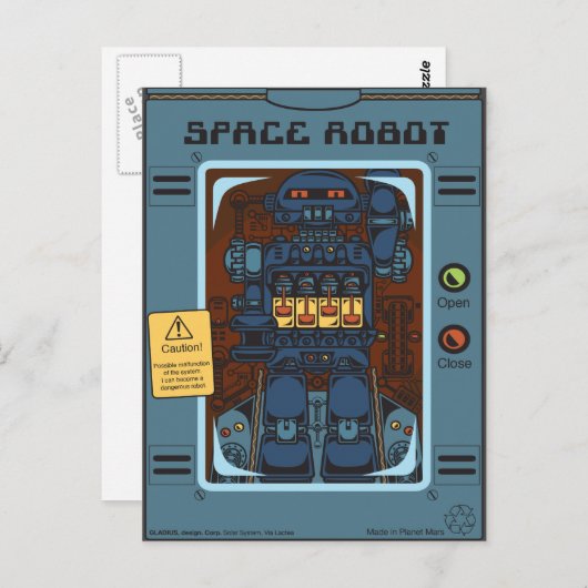 Space Robot Box Speelgoed Briefkaart (Voorkant / Achterkant)