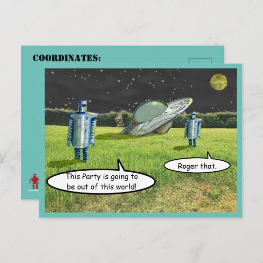 SPACE ROBOTS FUNNY door Jetpackcorps Briefkaart (Voorkant / Achterkant)