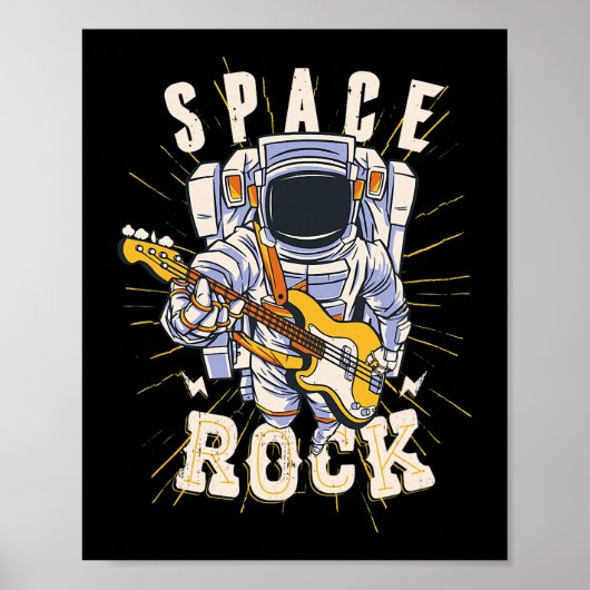 Space Rock Astronaut gitaar muziek liefhebbers voo Poster (Voorkant)