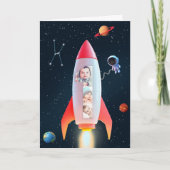 Space Rocket 1e verjaardag | Enorme één foto colla Kaart (Voorkant)