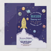 Space Rocket 1st Birthday First Trip Sun Moon Kaart (Voorkant / Achterkant)