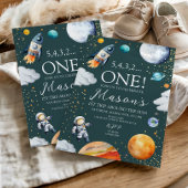 Space Rocket 1st Trip Around the Sun Birthday Kaart