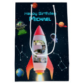 Space Rocket 2e verjaardag | Enorme twee foto coll Medium Cadeauzakje (Achterkant)