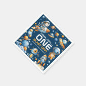 Space Rocket Astronaut Cat Blast Off 1st Birthday Servet (Hoek)