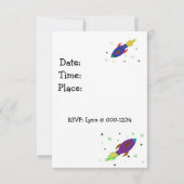 Space Rocket Birthday Invitation Kaart (Achterkant)