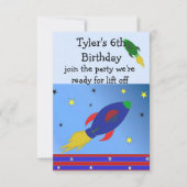 Space Rocket Birthday Invitation Kaart (Voorkant)