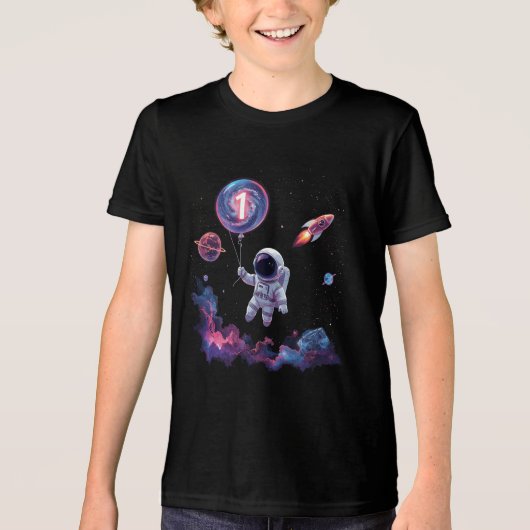 Space Rocket Birthday T-shirt Kinder (Voorkant)