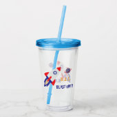 Space Rocket Blast Off Kids Astronaut Acryl Drinkbeker (Achterkant)