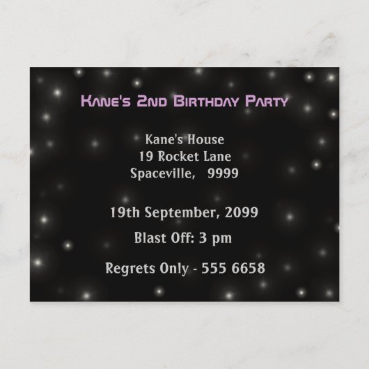 Space Rocket Boys Birthday Photo Template uitnodig Uitnodiging Briefkaart (Achterkant)